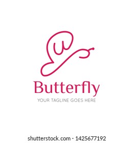 initial letter u butterfly logo and icon vector illustration design template
