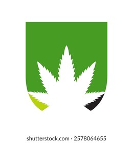 Initial Letter U Cannabis Logo Design Concept With Medical Marijuana Leaf Symbol