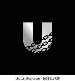 Initial Letter U with Chain