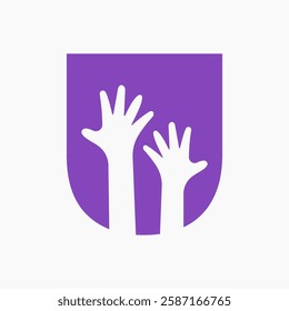 Initial Letter U Charity Logo Design Concept With Two Hand Symbol