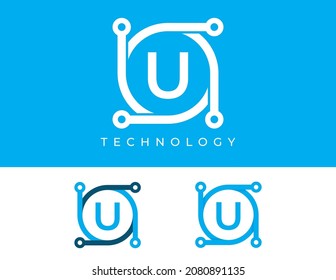 initial Letter U Circle Technology Logo icon Vector Design Template