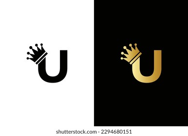 initial letter U crown logo, king royal brand company logo design vector template