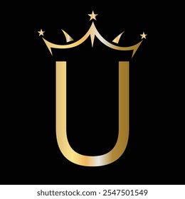 Initial Letter U Crown Logo For Beauty and Fashion Logo Symbol Vector Sign