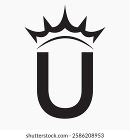 Initial Letter U Crown Logo Concept For Fashion and Beauty Symbol Vector Template