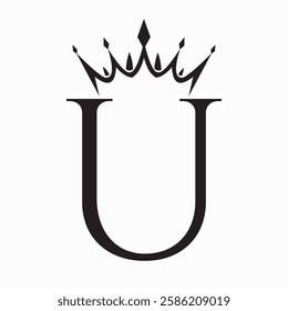 Initial Letter U Crown Logo Concept For Fashion and Beauty Symbol Vector Template