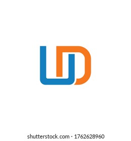 initial letter U and D, UD, DU logo, monogram line art style design template