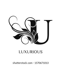  Initial letter U  Decorative emblem VINTAGE ornament  monogram logo
