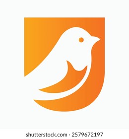 Initial Letter U Dove Logo Concept For Freedom Symbol Vector Template