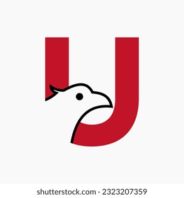 Initial Letter U Eagle Logo Design. Transportation Symbol Vector Template