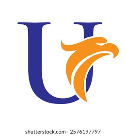 Initial Letter U Eagle Logo. Eagle Head Logo Concept For Business Company Vector Template