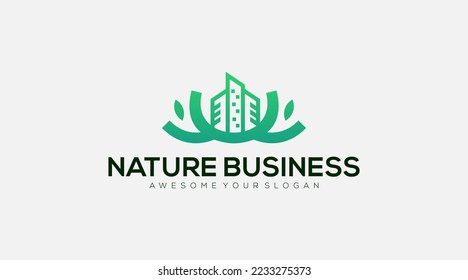 Initial letter U eco Business logo design vector illustration