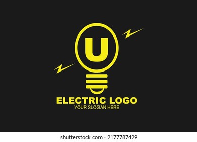 Initial Letter U Electric Lamp Logo