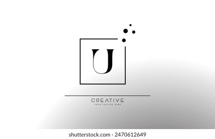 Initial letter U elegant and luxury Initial with Rectangular dots frame minimal monogram logo design vector template