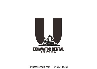 initial Letter U excavator logo
