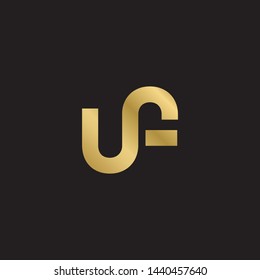 Initial letter u f linked lowercase logo design template elements. Gold letter Isolated on black  background. Suitable for business, consulting group company.