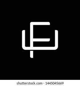 Initial letter U and F, UF, FU, overlapping interlock monogram logo, white color on black background