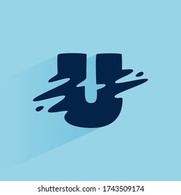 Initial letter U fast speed logo design template. Vector wave line font for sport labels, dynamic headlines, bets posters, etc.