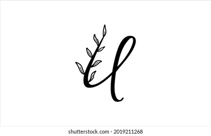initial letter U floral hand drawn botanical boho icon logo design vector illustration symbol