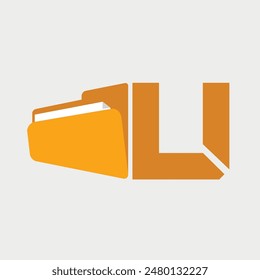 Initial Letter U Folder Logo. Vector Illustration.