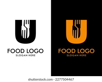 Initial Letter U Food Logo, food logo vector