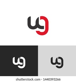 Initial Letter u g linked lowercase logo design template elements. Red letter Isolated on black white grey background. Suitable for business, consulting group company.