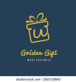 Initial Letter u with Gift Box and Ribbon for Gift Present Toys Store Retail Business Logo Design Template