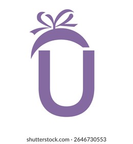 Initial Letter U Gift Logo Design For Event, Anniversary, Birthday and Party Symbol