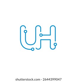 Initial Letter U and H, Electronic, Circuit Logo Design