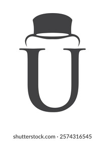 Initial Letter U Hat Logo Concept For Magic Hat Symbol Vector