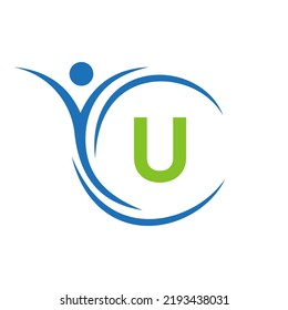 Initial Letter U Healthcare Logo. Doctor Logo Sign, Medical Pharmacy Plus Symbol Design