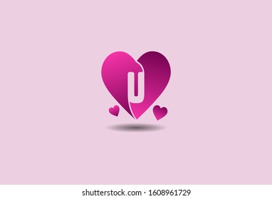 Initial Letter U with Heart logo design template. vector illustration
