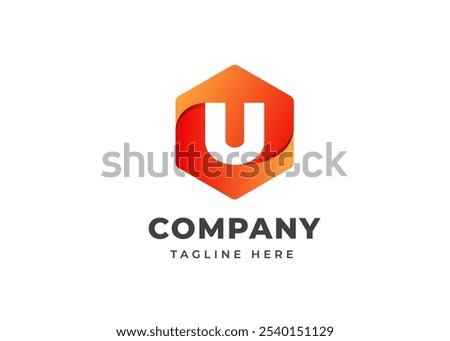 Initial Letter U with Hexagon Shape Logo Design. Modern Polygon Shape on Letter U Logo Design Concept. Hexagon Geometric Symbol for Corporate Business Identity. Alphabet Vector Logo Illustration