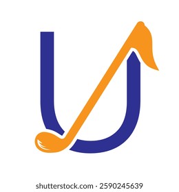 Initial Letter U Hockey Logo Concept With Hockey Stick Symbol Vector Template