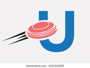 Initial Letter U Hockey Puck Logo Vector Template