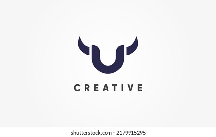 Letra inicial U con diseño de logotipo de Cuerno. Usable para logotipos de empresas y marcas. Elemento de plantilla de diseño de logotipo de vectores planos.