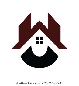 initial letter u house icon logo design template