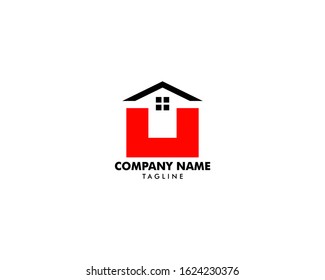 Initial Letter U House Real Estate Logo Design
