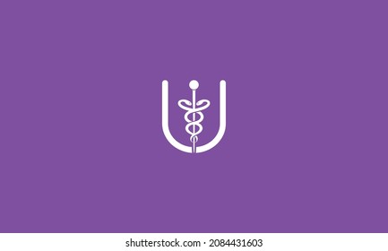 Initial Letter U incorporated with Caduceus Medical Logo Design