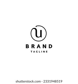 Initial Letter U inside Circle Symbol Logo Design. Initial Letter U Connected With Circle Symbol Logo Design.