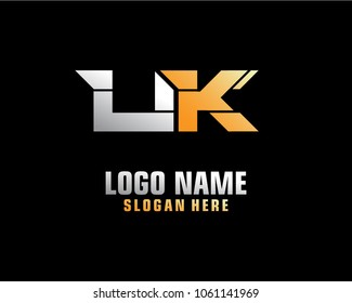 Initial letter U K logo template vector