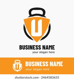 Initial Letter U with Kettlebell for Gym, Fitness, Pilates, Exercise Sport Business Logo Idea