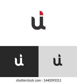 Initial Letter u l  linked lowercase logo design template elements. Red letter Isolated on black white grey background. Suitable for business, consulting group company.