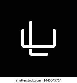 Initial letter U and L, UL, LU, overlapping interlock monogram logo, white color on black background