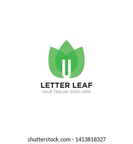 initial letter u Leaf logo and icon vector illustration design template