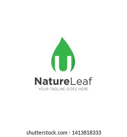 initial letter u Leaf logo and icon vector illustration design template