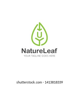 initial letter u Leaf logo and icon vector illustration design template