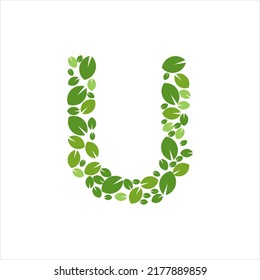 Initial Letter U Leaf Logo Design Template Icon vector