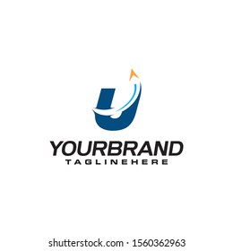 initial letter U logo with arrow shape, letter B travel business logo template