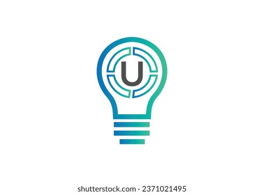 Initial letter U logo with bulb