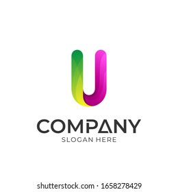 Initial letter U logo, Colorful style logotype for template